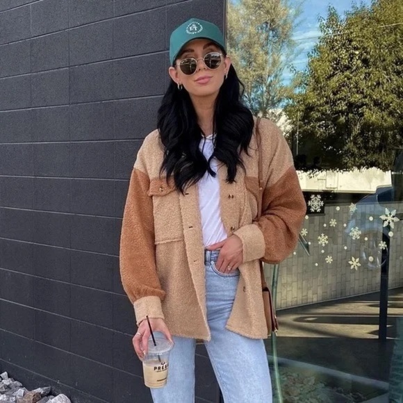 12th Tribe Tan and Brown Teddy Jacket - Picture 3 of 10